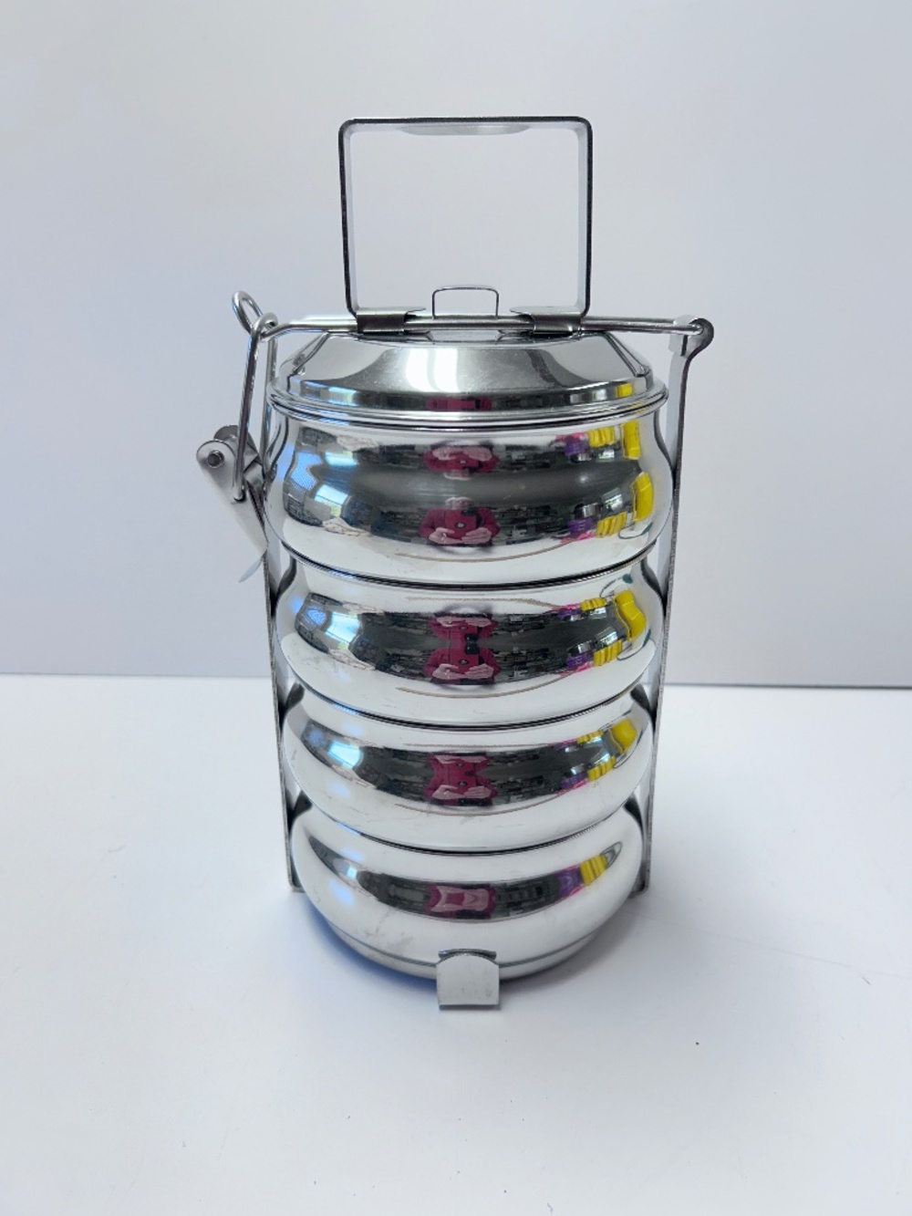 Sorabh Stainless Steel 4 Compartment Tiffin Lunch Carrier Dabba Tingkat Rantang